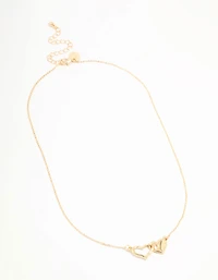 Gold Linked Solid Heart Necklace