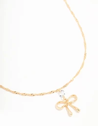 Collier en chaîne à arc en diamant torsadé en or