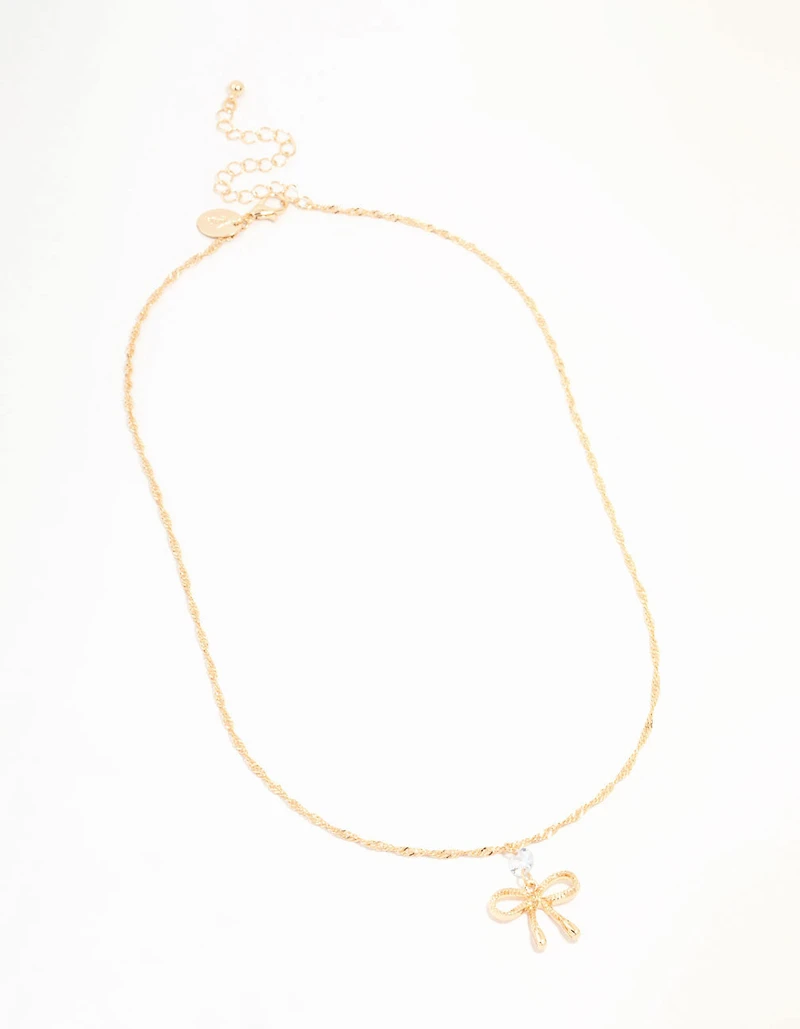 Collier en chaîne à arc en diamant torsadé en or
