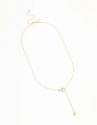 Gold Diamante Heart Link Y-Necklace