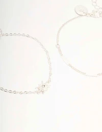 Silver Diamante Star & Moon Toggle Bracelets 2-Pack