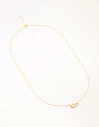 Gold Plated Sterling Silver Double Heart Cubic Zirconia Necklace