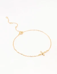 Bracelet croix marquise en argent sterling plaqué or