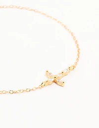 Bracelet croix marquise en argent sterling plaqué or