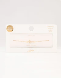 Bracelet croix marquise en argent sterling plaqué or