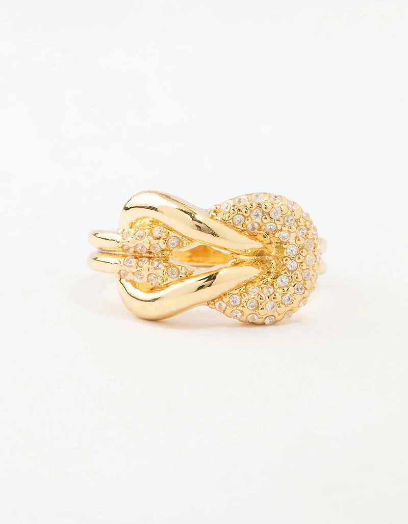 Gold Bold Diamante Knotted Ring