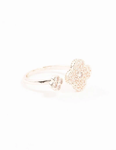 Anneau de fleurs ouvertes en or rose