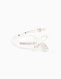 Silver Plated Butterfly Cubic Zirconia Wrapped Ring