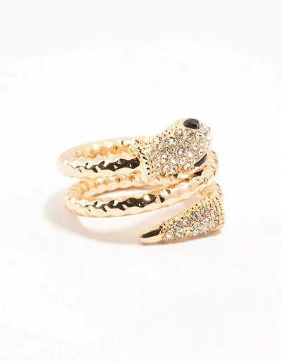 Gold Bling Snake Wrapped Ring