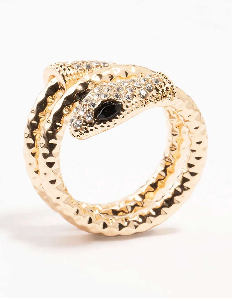 Gold Bling Snake Wrapped Ring