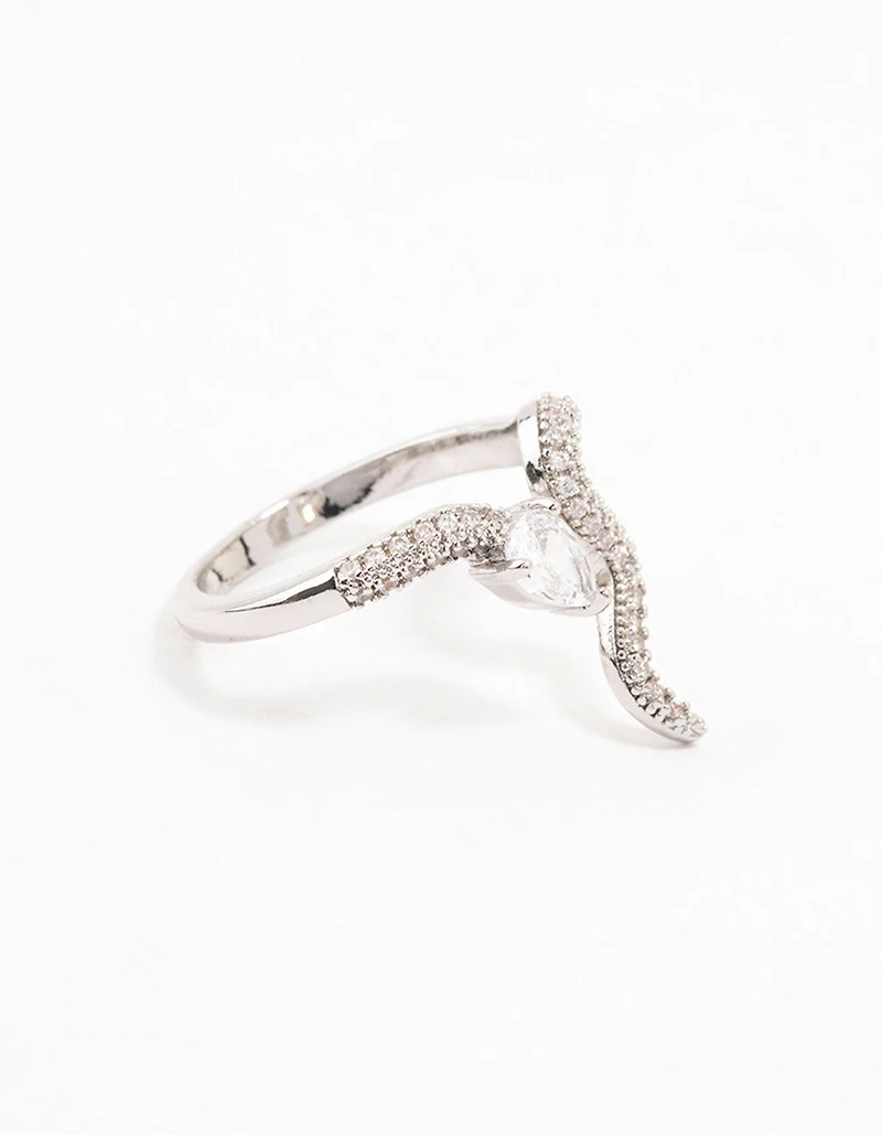 Silver Pave Cubic Zirconia Snake Ring