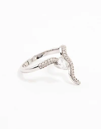 Silver Pave Cubic Zirconia Snake Ring