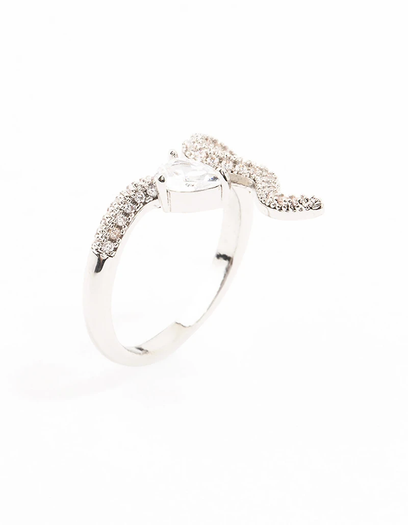 Silver Pave Cubic Zirconia Snake Ring