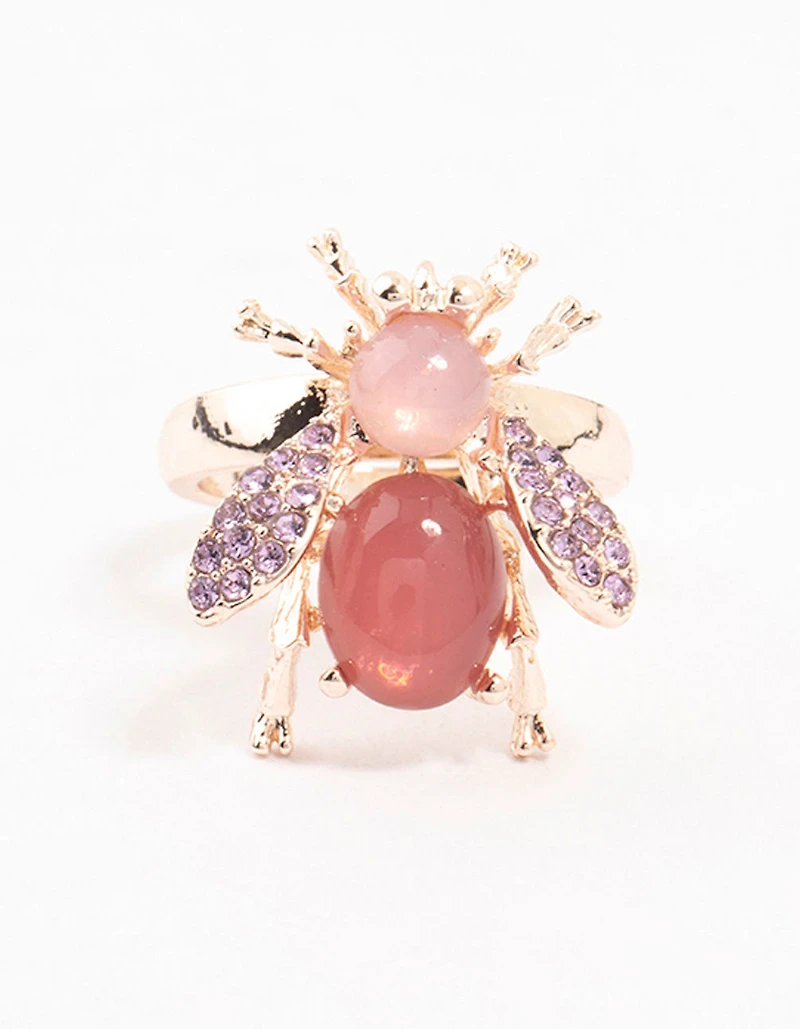 Anneau de scarabée diamant en or rose