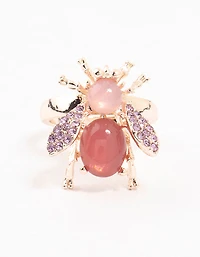 Anneau de scarabée diamant en or rose