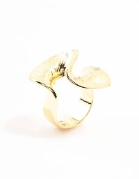 Gold Plated Textured Metal Twisted Ring