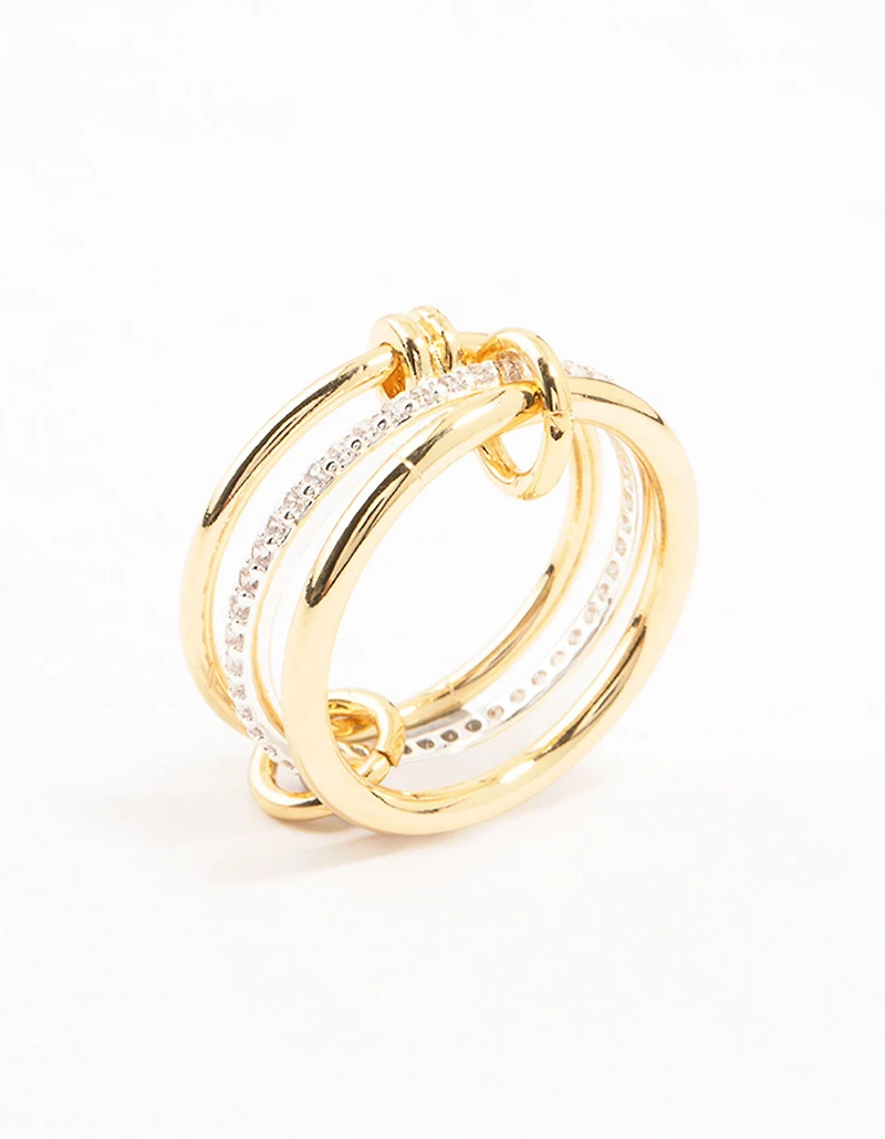 Bague empilée Rondell en diamant plaquée or et argent