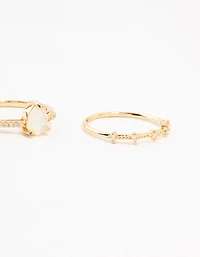 Gold Plated Elegant Pear Stacking Rings 3-Pack