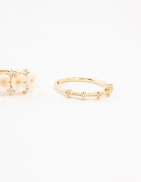 Gold Plated Triple Flower Stacking Rings 3-Pack