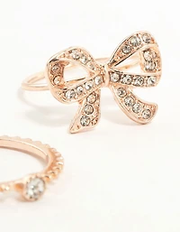 Rose Gold Precious Bow Ring 3-Pack