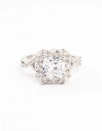 Silver Princess Cubic Zirconia Halo Ring