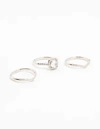 Silver Pointed & Halo Ring Pack