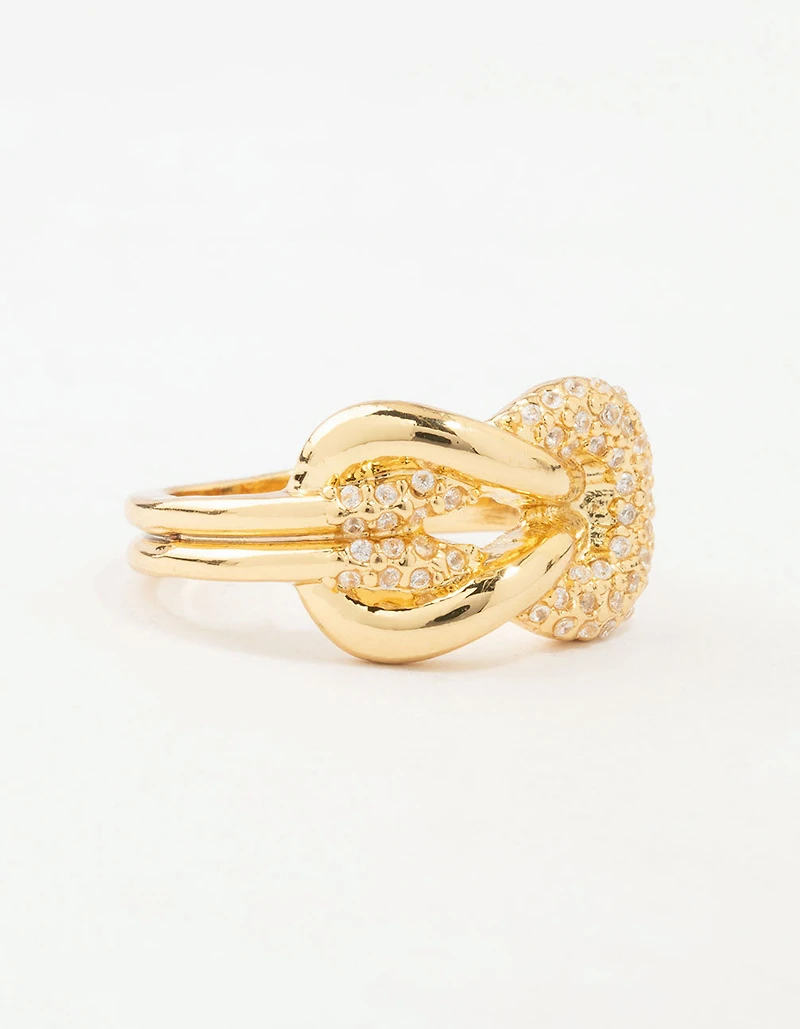 Gold Bold Diamante Knotted Ring