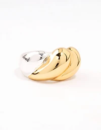 Mixed Metals Statement Ripple Ring