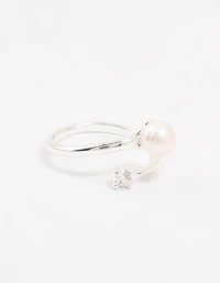 Silver Plated Dainty Cubic Zirconia Wrapped Ring