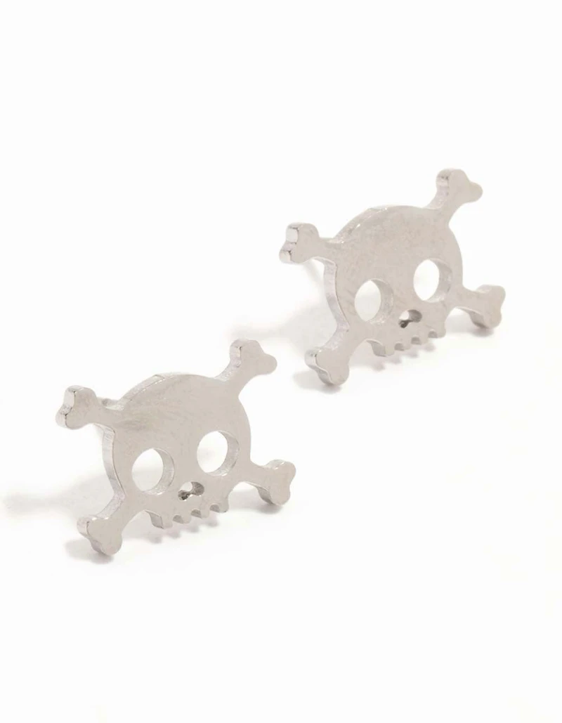 Silver Skeleton Bones Stud Earrings