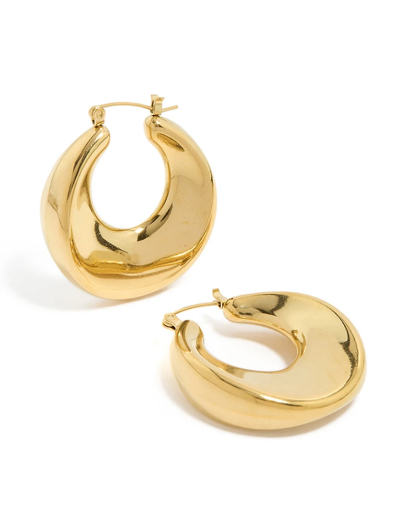 Waterproof Gold Plated Stainless Steel Large Hoop Earrings