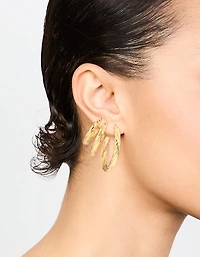 Waterproof Gold Plated Stainless Steel Twisted Hoop Earrings 3-Pack