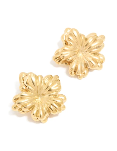 Waterproof Gold Plated Stainless Steel Floral Earrings