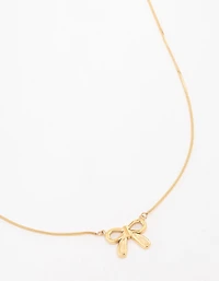 Waterproof Gold Plated Stainless Steel Pendant Bow Necklace