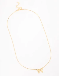 Waterproof Gold Plated Stainless Steel Pendant Bow Necklace