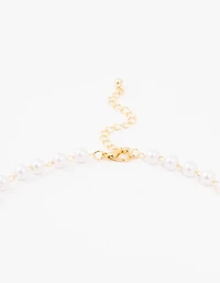 Gold Plated Pearl Baroque Cross Necklace