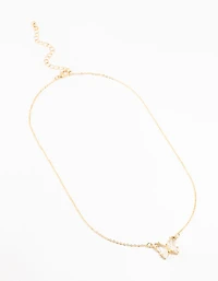 Gold Plated Clear Diamante Butterfly Necklace