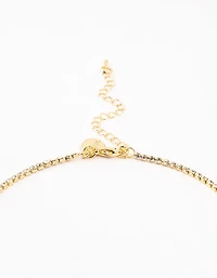 Gold Plated Tennis Cross Necklace & Stud Earrings Set