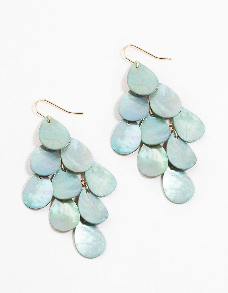 Blue Genuine Shell Layered Drop Earrings
