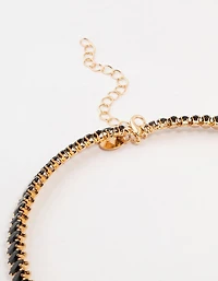 Gold Black Diamante Wrapped Stretch Choker