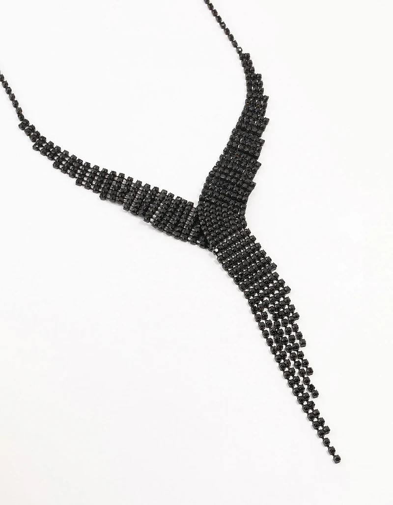 Chaîne en coupe noire en cascade de collier en Y
