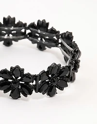 Black Coated Flower Stretch Bracelet