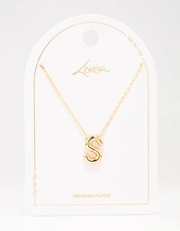 Gold Plated Bubble S Letter Necklace
