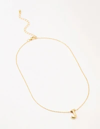 Gold Plated Bubble Letter J Necklace