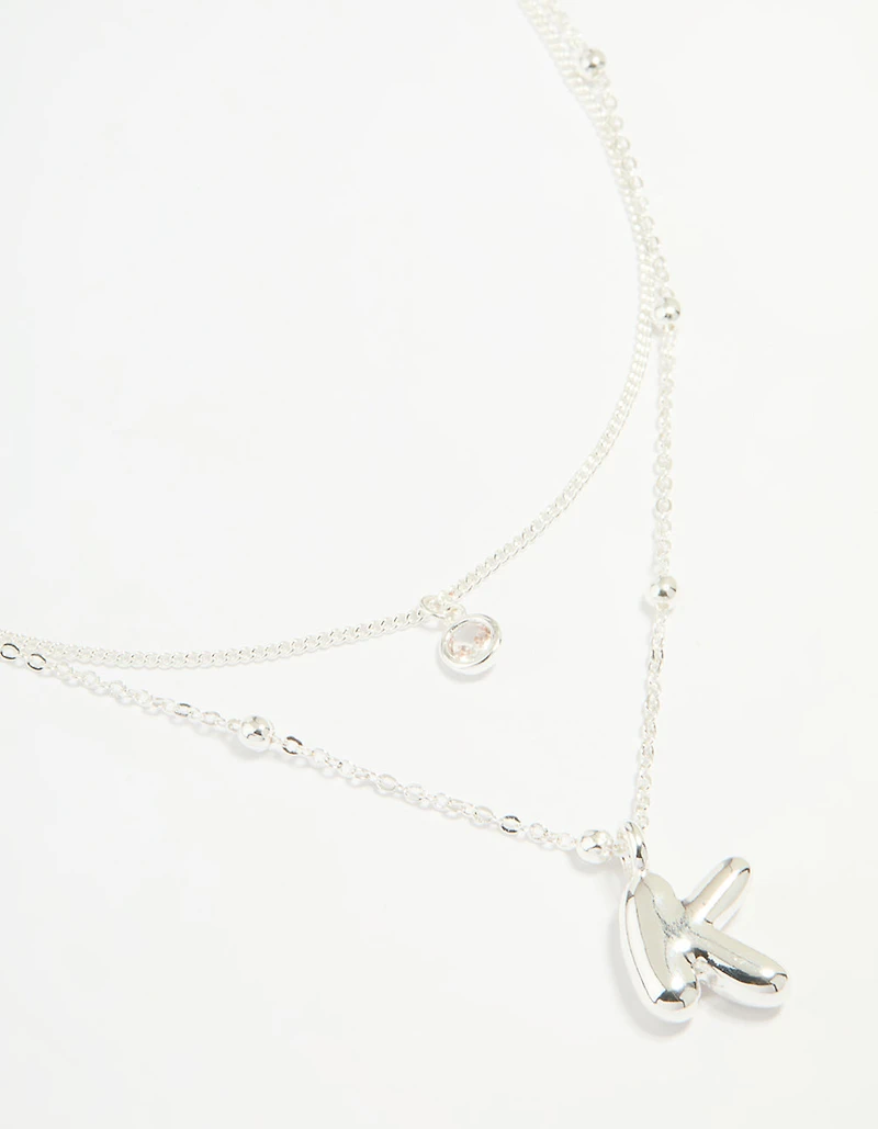 Gold Plated Bubble Letter K Necklace
