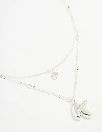 Gold Plated Bubble Letter K Necklace