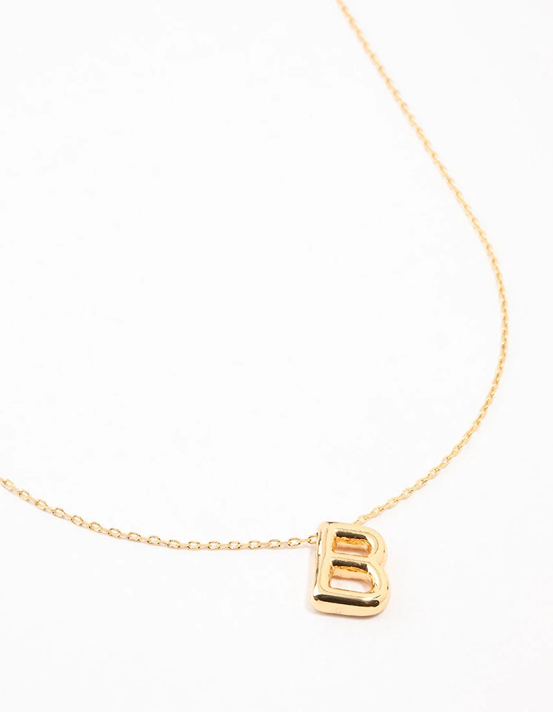 Gold Plated Bubble Letter B Necklace