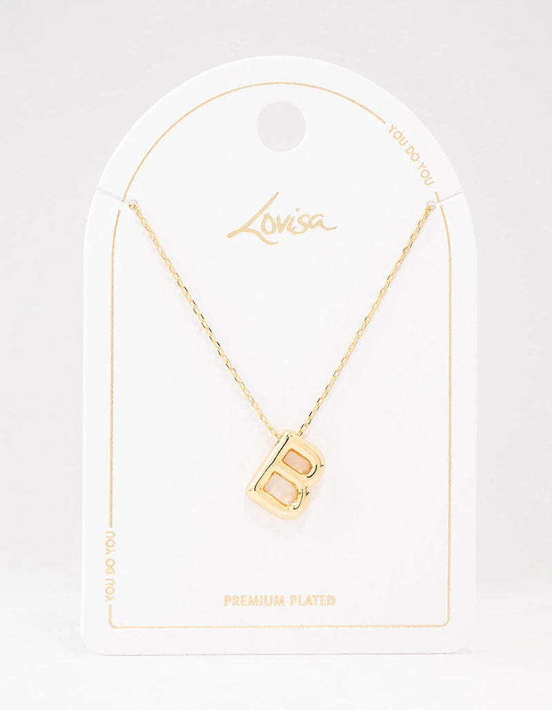 Gold Plated Bubble Letter B Necklace