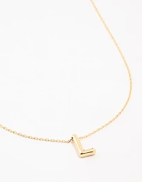 Gold Plated Bubble Letter L Necklace