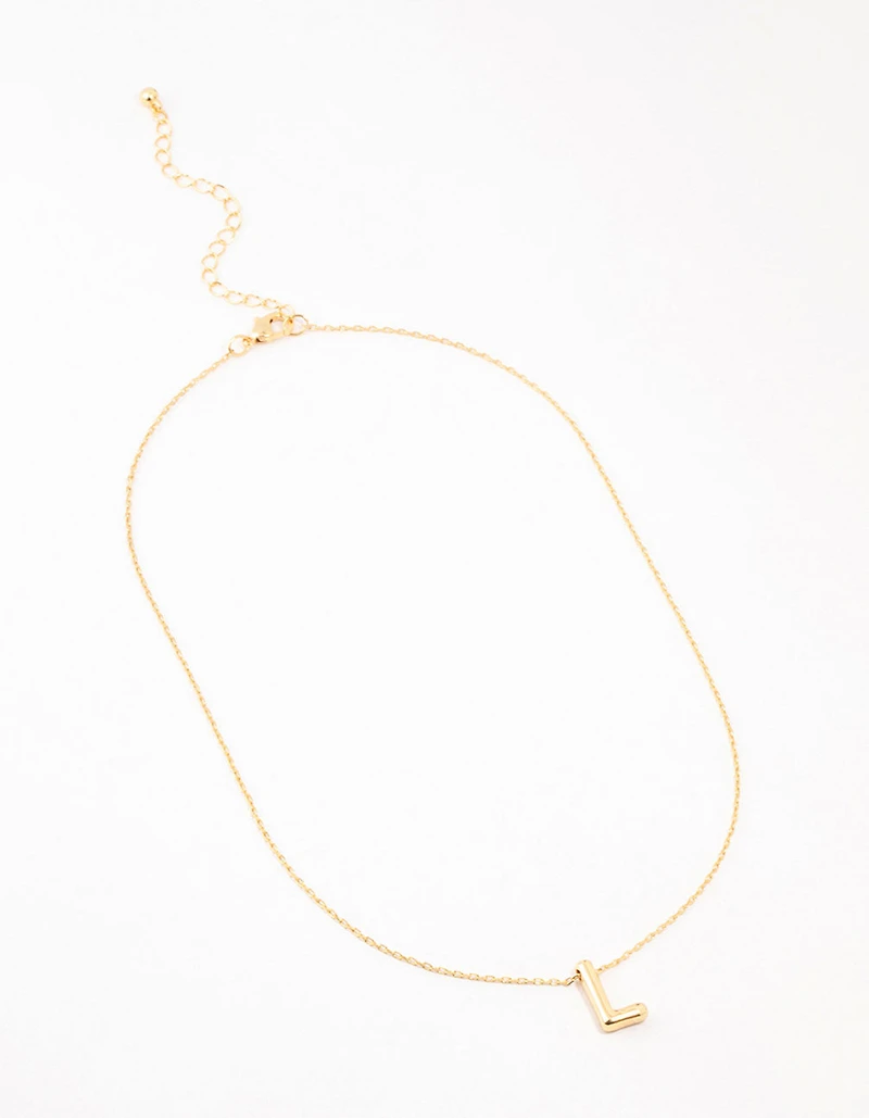 Gold Plated Bubble Letter L Necklace